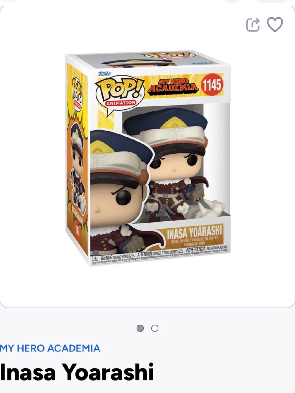 Funko Pop! Animation Inasa Yoarashi - Navy, White, Brown- 1145